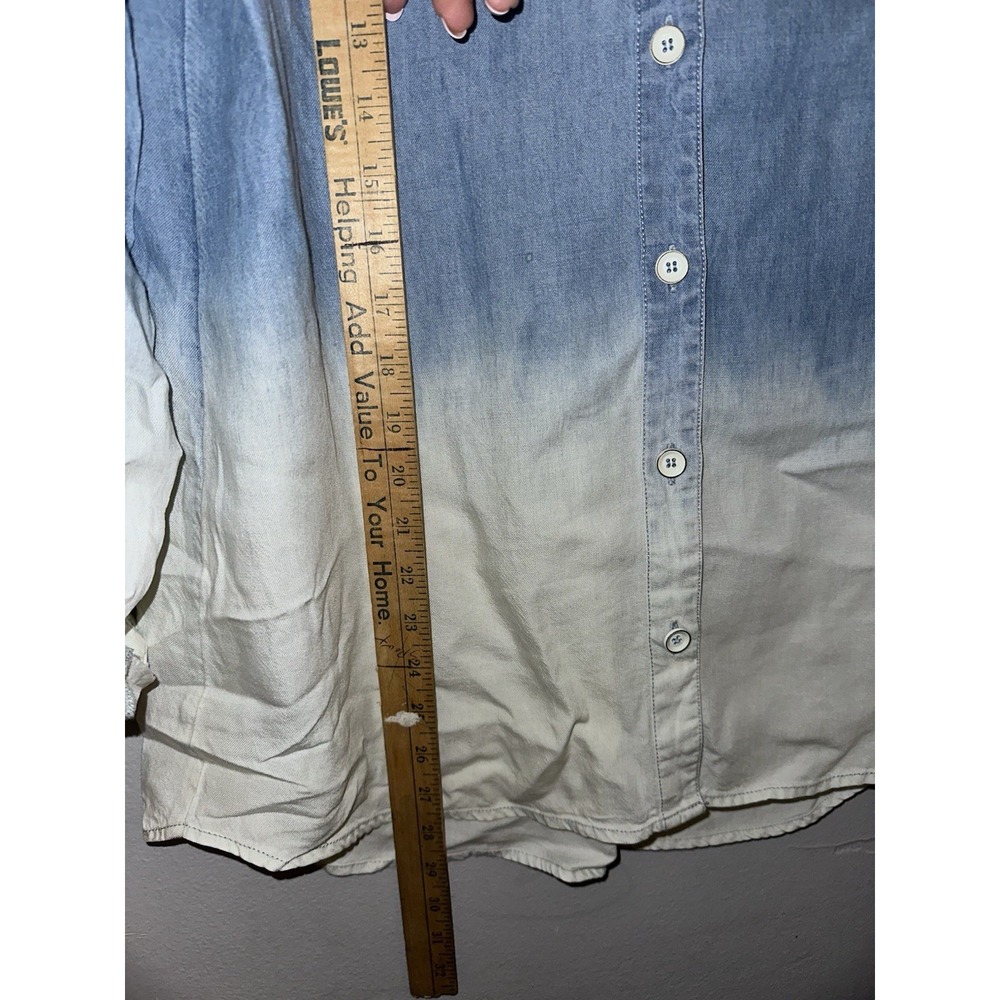 Soft Surroundings Top Size Small Button Down Chambray Linen‎ Tunic Blue Ombré - Picture 3 of 6